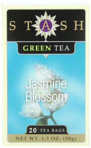 Stash Tea jazmín flor té verde, 20 bolsitas de té de cuenta en papel de aluminio (paquete de 6)