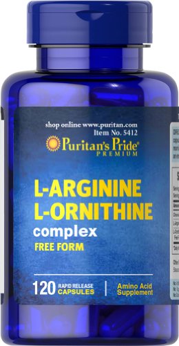 Pride L-arginina L-ornitina de Puritan 1000 mg/500 mg-120 cápsulas