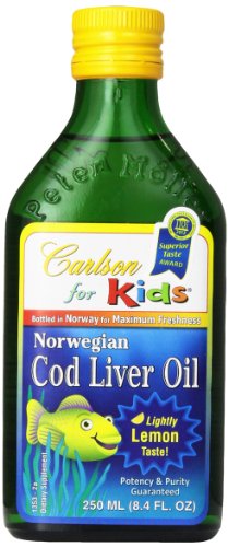 Carlson Labs noruego Carlson para niños vitamina Natural E bacalao aceite de hígado, Limon, botella de cristal 250ml