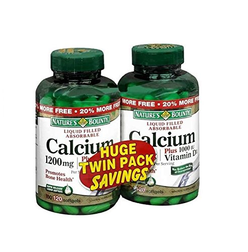 Las naturalezas Bounty calcio 1200 mg más dietéticos de vitamina D3 suplen cápsulas 120 cada