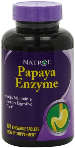 Tabletas masticables de Papaya de Natrol enzima, 100-Count (paquete de 2)