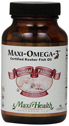Maxi salud Omega-3 ácidos grasos - socio Prenatal - con vitamina C y hierro - 90 cápsulas - Kosher