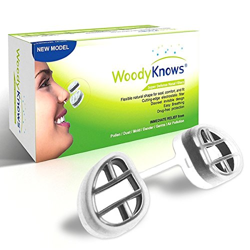 WoodyKnows Super defensa nariz / filtros nasales (nuevo modelo) reducen el polen, polvo, caspa y molde alergenos, aire contaminación PM2.5 partículas de aire (filtro de 3 y 6 pares de recambio Filters)(I-R/II-R/III-R)