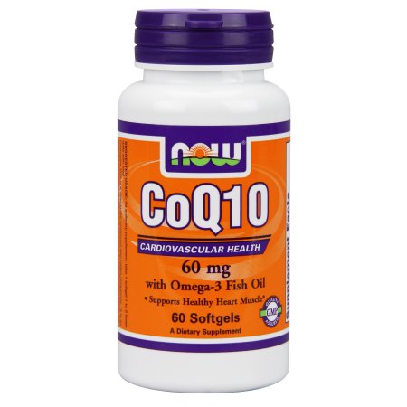 NOW Alimentos CoQ10 con Omega-3 Salud Cardiovascular, 60 mg, 60 Ct