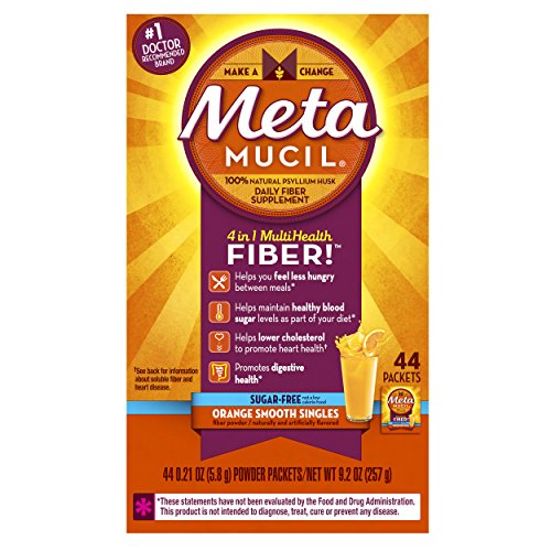 Metamucil fibra de salud múltiples por Meta, naranja suave azúcar polvo libre paquetes 44 cuenta