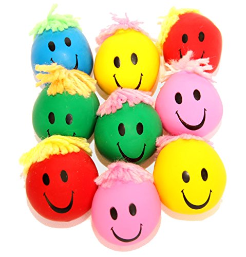 Neón de juguetes deslumbrante sonrisa cara Squeeze y estrés bolas - Pack de 24 - colores surtidos