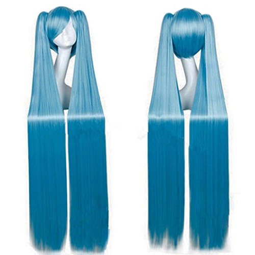 S-noilite caliente Hatsune Miku Cosplay peluca 40" cola de caballo recta azul pelucas correo USPS
