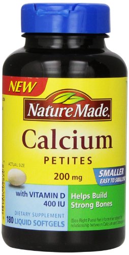 Naturaleza Petites de calcio 200 Mg con vitamina D perlas, cuenta 180