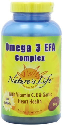 La vida Omega de la naturaleza 3 cápsulas de EPT, 1000 Mg, 180 cuenta