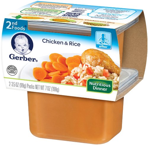Gerber 2 alimentos, arroz pollo, 7 onzas (paquete de 8)