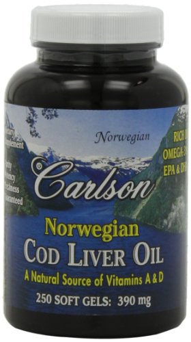 Carlson Labs de bacalao aceite de hígado, 390 Mg, 250 cápsulas