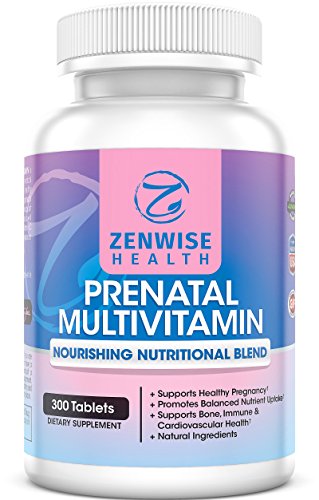 Multivitamínico prenatal - con probióticos, biotina, ácido fólico y vitamina A y C - el mejor suplemento de la mujer para embarazo saludable - cerebro, hueso, inmune y corazón apoyo - 300 cuenta comprimidos - salud Zenwise