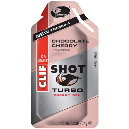 CLIFBAR alimentos cafeína Choco Cherry Turbo Gel (caja de 24), 100mg