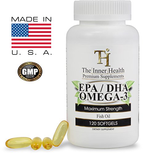 Omega-3 EPA/DHA (120 cápsulas) - ácidos grasos Omega-3 1000 Mg concentrado de lípidos marinos - fabricado en USA Premium suplemento que usted puede confiar - la salud interior