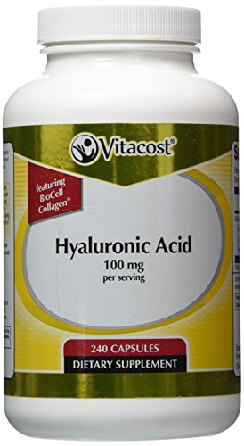 Ácido hialurónico Vitacost con BioCell colágeno II - 100 mg por porción-240 cápsulas
