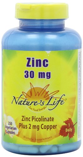 Vida Zinc picolinato cápsulas de la naturaleza, 30 Mg, cuenta 250