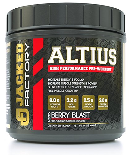 Suplemento de pre-entrenamiento ALTIUS - naturalmente azucarada - clínicamente dosis formulación de potencia - aumentar la energía y enfoque, mejorar la resistencia - fuerza de impulso, bombas y rendimiento - Berry Blast, 406 g de mezcla