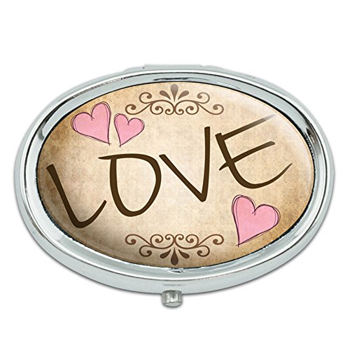 Amor con corazones Vintage Metal Oval caso pastillero