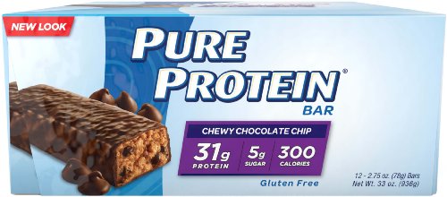 Barra de proteína de alta de proteína pura, Chewy Chocolate Chip, 2,75 onzas barra, cuenta 12