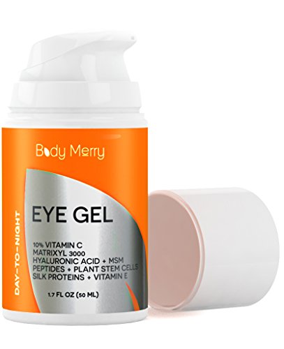 Crema contorno de ojos para ojeras, bolsas y arrugas - 1.7 OZ - vitamina C Matrixyl 3000 + ácido hialurónico + MSM + péptidos + células madre vegetales - mejor antienvejecimiento Gel - por cuerpo feliz