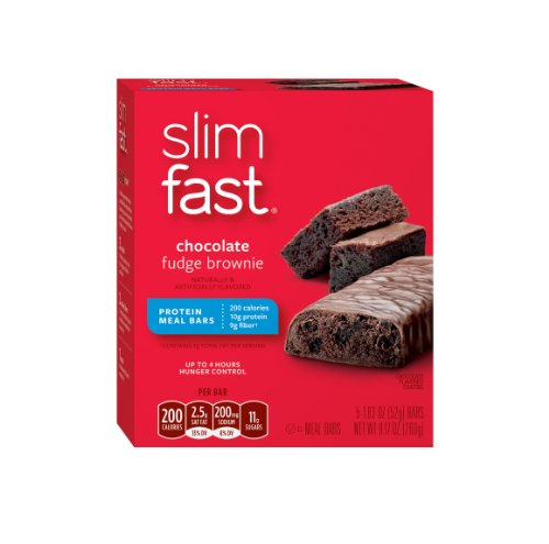 SlimFast comida barras, Chocolate Fudge Brownie, 52 gramos, 5 barras de conteo
