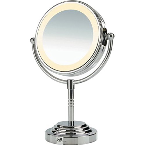 Espejo con luz - ducha espejo - espejo echado a un lado doble ajustable - espejo portátil y wifi - 3 aumentos - gira 360 grados - en comparación con ConAir de aumento