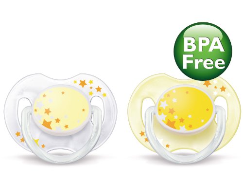 Philips AVENT BPA chupetes gratis infantil nocturna, 0-6 meses, los colores pueden variar, cuenta de 2