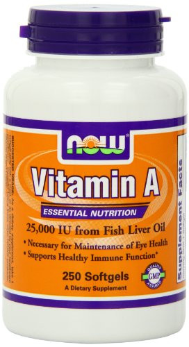 Ahora alimentos vitamina A, 25000 IU de aceite de hígado de pescado, Soft-250 gel