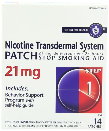 Parche de sistema transdérmico de nicotina, dejar de fumar ayuda, 21 mg, paso 1, 14 parches