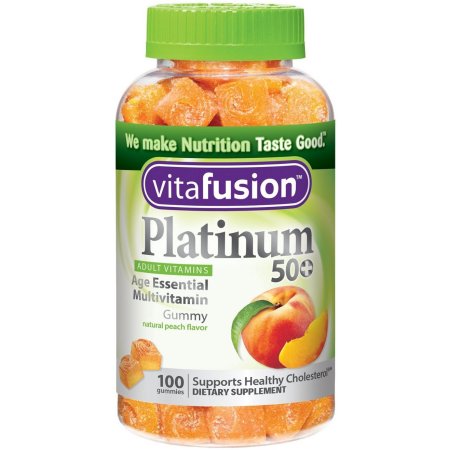 Vitafusion Platinum 50- multivitaminas gomosa melocotón 100 ea (Pack de 2)