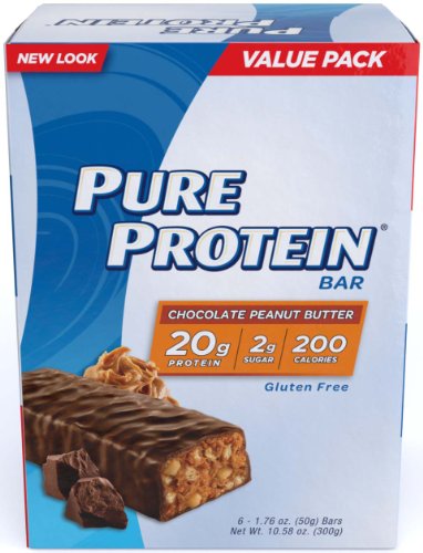 Puro Chocolate cacahuete mantequilla valor Pack barras de proteína, 6 bares, (barras de 50g)