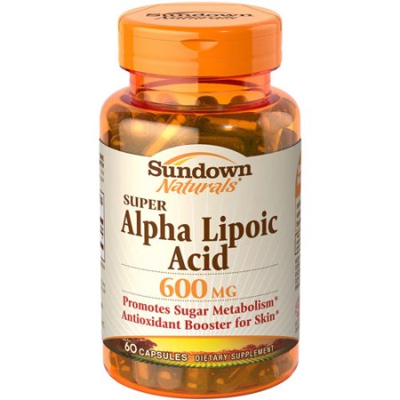 Sundown Naturals cápsulas de suplementos dietéticos Súper ácido alfa lipoico 600 mg 60 conteo