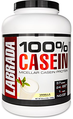 Labrada nutrición 100% Caseína micelar proteína en polvo, vainilla, 4 libras