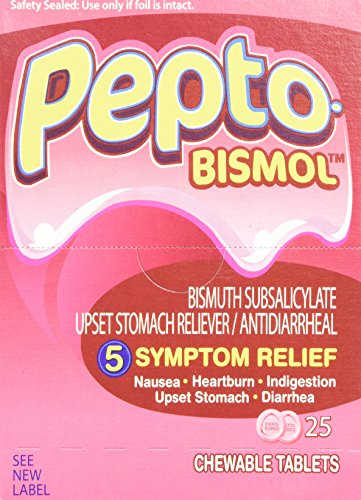 Pepto Bismol Individual sellado 2 comprimidos en un paquete (caja de 25 paquetes) Total 50 tabletas