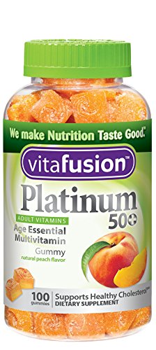 Vitafusion platino 50 + multivitaminas gomoso, cuenta 100