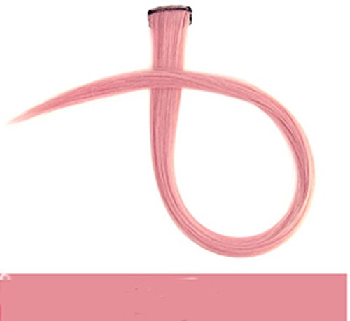 Rayas coloridas pelucas partido destacar Clip de derecho en cabello extensiones 10 PCS (1 rosa)