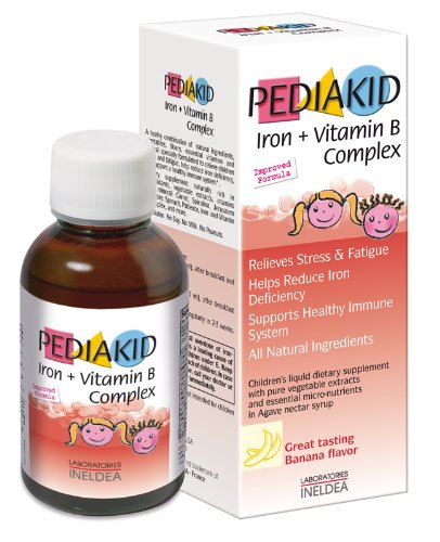 Pediakid hierro + vitaminas del complejo B todos los nuevos fórmulas Natural vitaminas y minerales suplen para ayudar a niños con condiciones frágiles, cansancio y fatiga