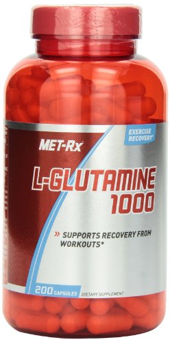MET-Rx L-glutamina 1000 Mg cápsulas de suplemento de dieta, cuenta 200