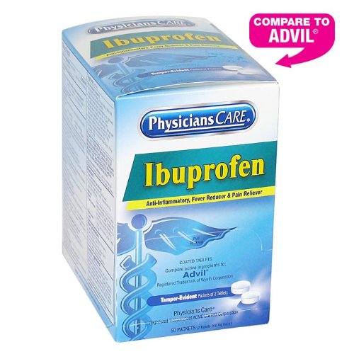 PhysiciansCare ibuprofeno analgésico analgésicos (Comparar con Advil), 200mg, 50 paquetes de dos tabletas