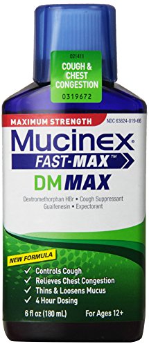 Rápido-Max Mucinex DM adulto expectorante y tos Suppressant de líquido, 6 onzas