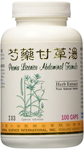 Suplemento dietético fórmula Abdominal peonia regaliz 500mg 100 cápsulas (Shao Yao Gan Cao Tang) 100% hierbas naturales