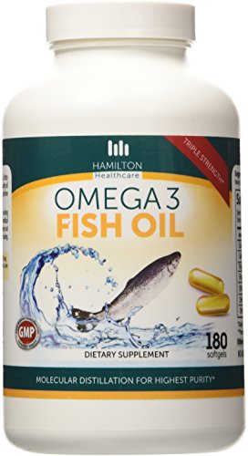 Hamilton salud Omega 3 aceite de pescado, 180 cápsulas