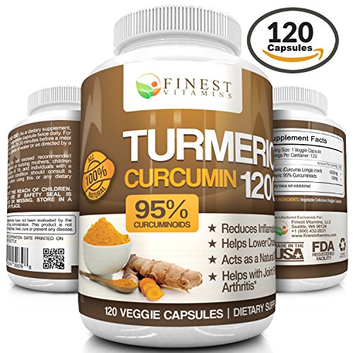 Todo Natural, farmacéuticos cúrcuma curcumina suplemento | 1200 mg diarios, con un 95% Curcuminoids | 120 cápsulas vegetales de gran alcance