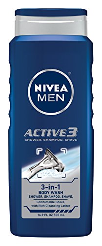 NIVEA hombres Active3 cuerpo 3 en 1 Gel de ducha lavado, 16.9 oz botella (paquete de 3)