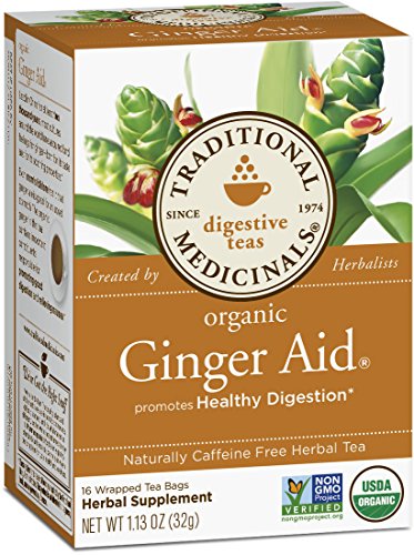 Medicinales tradicionales orgánicos ayuda de jengibre té, 16 bolsas de té (paquete de 6)