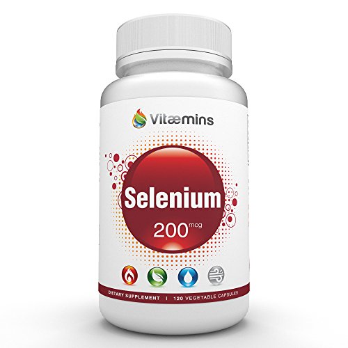 Vitaemins selenio - 200mcg - soporte para tiroides, próstata, corazón y salud del sistema inmunológico - potente antioxidante Defense - calidad PREMIUM - 120 cápsulas vegetarianas