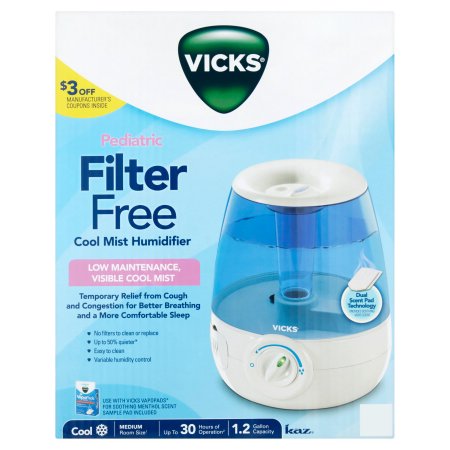 Vicks 1.2 galones de capacidad del filtro gratuito humidificador de vapor frío