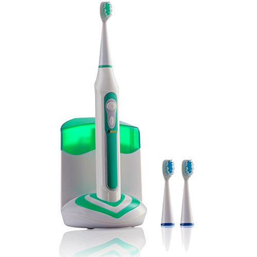 Higiene Oral Xtech XHST-100 alta 40 potencia Ultra, 000VPM, 5 modos de cepillado eléctrico ultrasónico cepillo de dientes recargable con carga de muelle y esterilizador de UV incorporado, incluye 3 cabezales