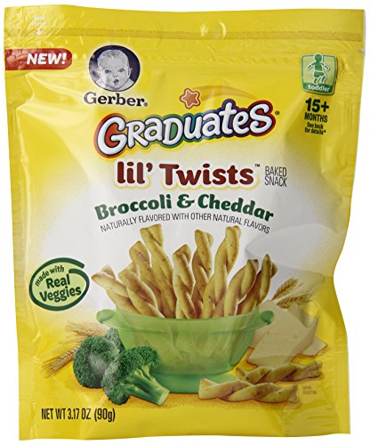 Giros de Gerber graduados Lil brócoli y queso Cheddar, galletas, 3,17 oz
