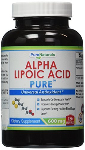 Puros productos naturales alfa lipoico ácido 600 Mg cápsulas, 120 cuenta